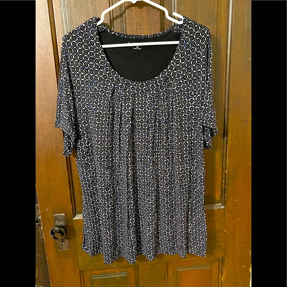 Multicolor short sleeve blouse 2X
